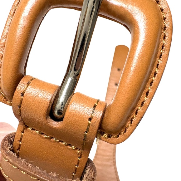 belt J. CREW XS/S tan leather stretch 2" wide 25"-29-30" waist covered buckle - Picture 4 of 12